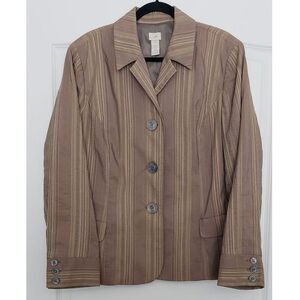 J. Jill Tan Striped Blazer Jacket Sz 20Tall Lightweight Business Casual Academia